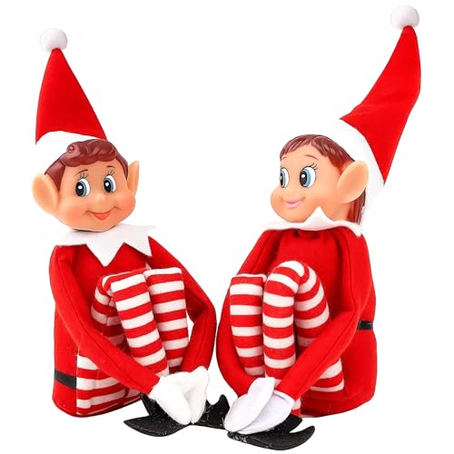 Gifts by L Naughty Elves Set Boy & Girl Couple 12 Inch Christmas Elf on the Shelf Soft Body Vinyl Face Elves Behaving Badly Christmas Decorations Family Fun & Play Toys for Kids