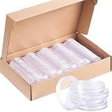 100 Pièces 40 mm Capsules de Monnaie Ronde Cas de Pièce de Monnaie en Plastique Cas de Récipient de Pièce pour Fournitures de Collection de Pièces avec Boîte en Papier