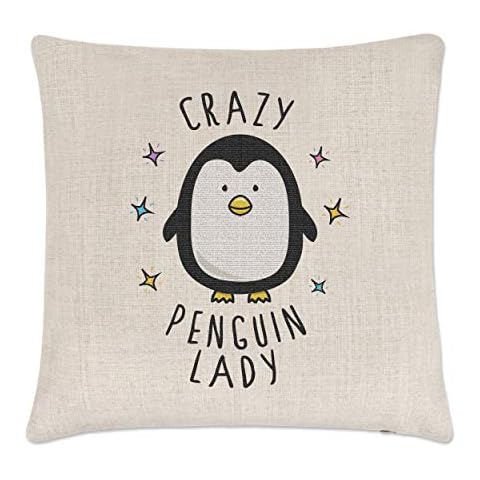 Gift Base Locas Pingüino Mujer Lino Funda de Cojín Cover