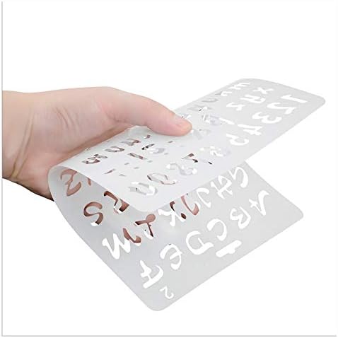 5pc Caligraphy Stencil Alphabet,Alphabet Painting ,Assorted Styles Plastic Number and Letter Artistic Drafting Drawing Templates Stencil Set