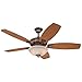 Westinghouse Lighting 7200600 Tulsa Two-Light 52" Reversible Plywood Five-Blade Indoor Ceiling Fan, Oil Brushed Bronze with Amber Alabaster Glass Bowl