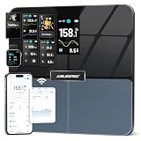ABLEGRID Smart WiFi Digital Bathroom Scale for Body Weight, Auto-Rotating TFT Display Body Fat Scale with BMI Muscle Mass, 500lb High Capacity, 11.8" Platform, 20 Accurate Body Compositions via App