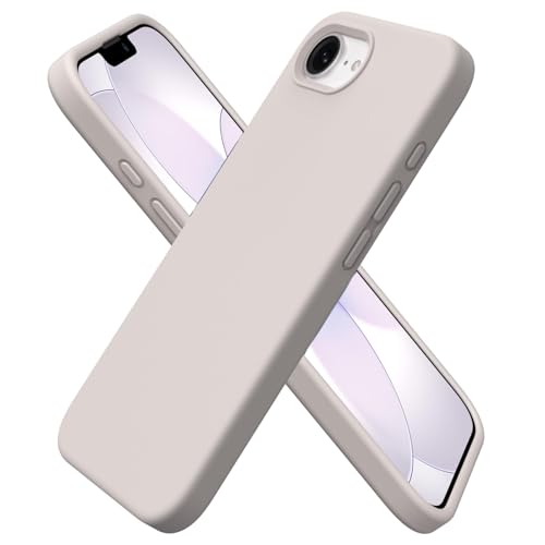 ORNARTO Funda para iPhone 17e, Funda iPhone 16e, Silicona Líquida Carcasa Protectora Cuerpo Completo,Antiarañazos Antigolpes Suave Case con Forro de Microfibra,Gris Piedra