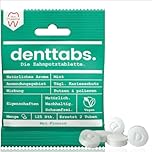 DENTTABS Teeth Cleaning Tablets with Fluorid Pack of 125 the Full-fledged Alternative to Toothpaste, Mint Vegan Plastic-Free Without preservatives. in the Original denttabs compostable Bag