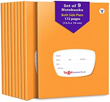 TARGET PUBLICATIONS Small Notebooks Both Sides Blank | 172 Plain - Unruled Pages | Soft Brown Cover | 15.5 cm x 19 cm Approx | Set of 9 Books | GSM 57