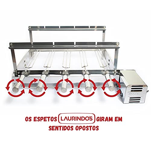 Churrasqueira Giratória Inox 5 Espetos Motor Direito - Curto