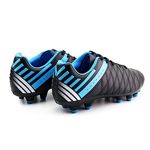 brooman Kids Athletic Soccer Cleats Boys Girls Outdoor Firm Ground Football Shoes (11.5,Black) — view 6