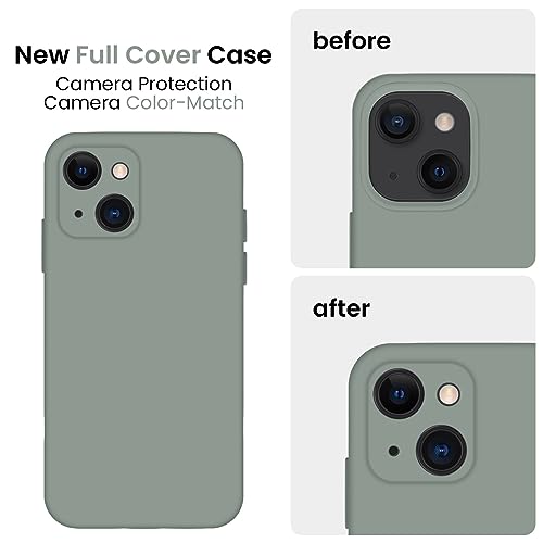 Image of FireNova Designed for iPhone 13 Case, Silicone Upgraded [Camera Protection] Phone Case, Soft Anti-Scratch Microfiber Lining Inside, 6.1 inch, Calke Green
