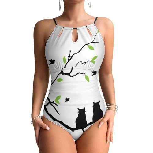 Maillot de bain une pièce Arbre Et Chat galbant pour sculpter la silhouette féminine