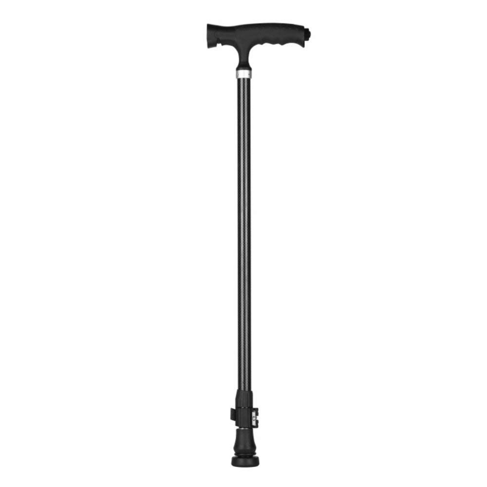 Bastón de Fibra de Carbono Bastón de Ancianos Bastón de Cuatro Patas Multiusos Antideslizante Bastón Iluminado Altura Ajustable,Muletas Times