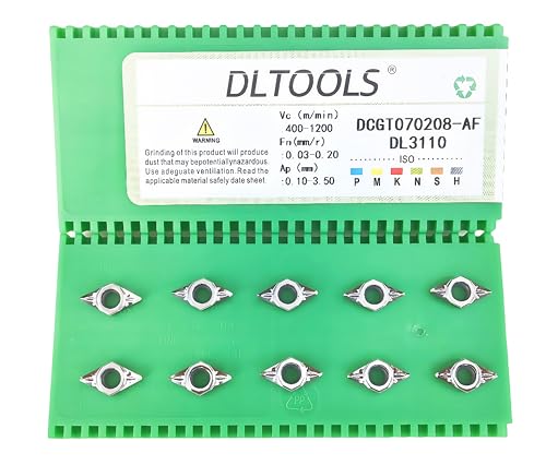DLTOOLS Industrial CNC Carbide Inserts for Aluminum DCGT21.52/DCGT070208 for Turning Cutting Tools,10 PCS.