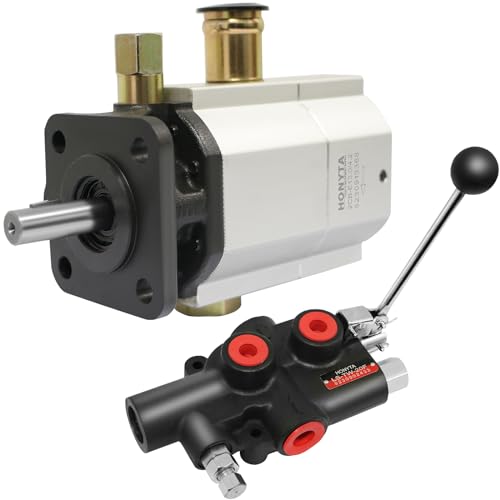 RYFT Wood Log Splitter Pump 16GPM HI/LO gear pump 2 stage Hydraulic with 25GPM Auto Control Detent Valve 1/2 Work Port 1/8 Keyed Shaft Hydraulic Pump for Log Splitters