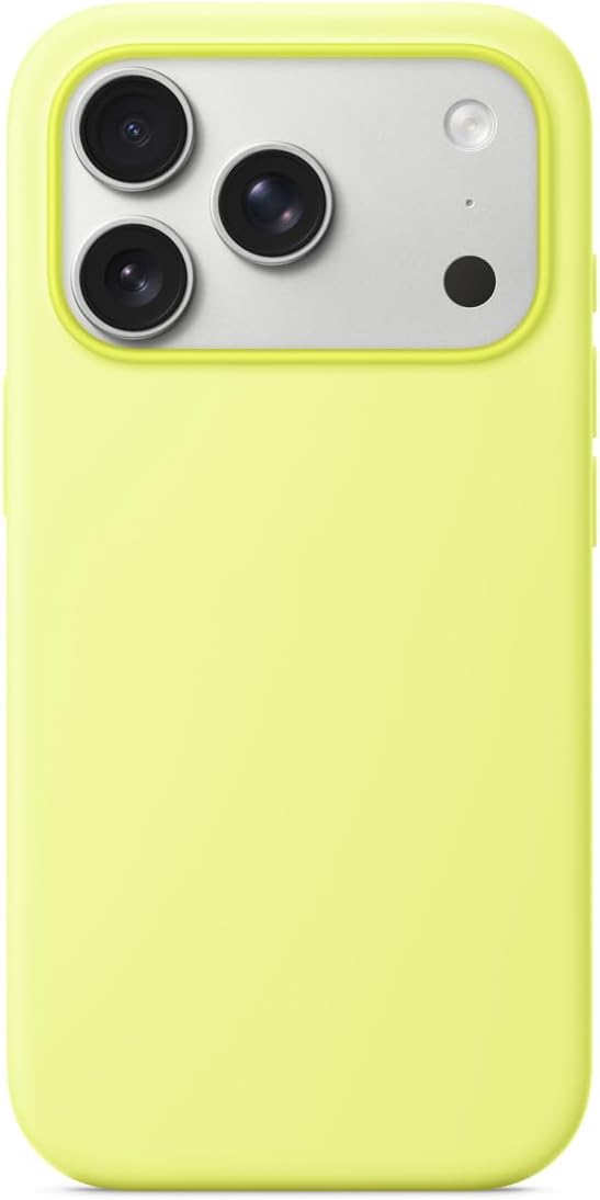 Silicone Case Compatible with Apple iPhone 17 Pro Max Silicone Case with Magsafe and Camera Control,with Two Connection Points Soft-Touch Slim Magnetic Phone Protection Cover Shell (Neon Yellow)