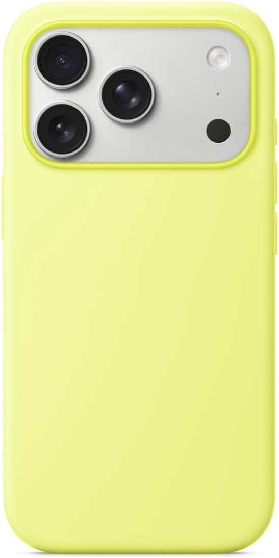 Funda de Silicona Compatible con Apple iPhone 17 Pro Max Funda de Silicona con Magsafe y Control de Cámara, con Dos Puntos de Conexión Cubierta Protectora Magnética Delgada de Tacto Suave (Amarillo Neón)