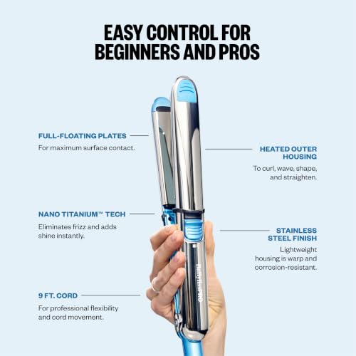 Image of BaBylissPRO Nano Titanium Prima Ionic Hair Straightener - Professional Flat Iron & Curling Iron in One for Stylists, Pro Styling Hair Tool