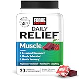 Force Factor Daily Relief Muscle Support Supplement, Fast-Acting Formula with Magnesium Glycinate, Tart Cherry & Bromelain for Muscle Relaxation, Recovery & Tissue Support, Berry Cherry, 30 Soft Chews