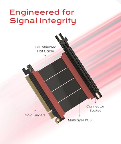 Image of LINKUP PCIE 5.0 Riser Cable | for Vertical GPU Mount | Right Angle | Graphics Card GPU Ready | Usable with PCIe 4.0 & RX 9070 / RTX5090 | 5cm (Total Length: 9cm)