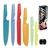 MDHANDD Messer Set 6-tlg, Küchenmesser Set aus Edelstahl, Scharfes, Rutschfester, Ergonomischer Griff - für Home Restaurant Picknick (Macaron-Farben)