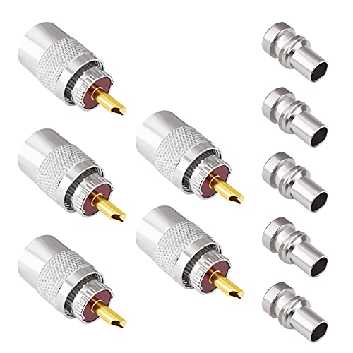 Connecteur PL259 UHF mâle avec réducteur téflon 50 Ohm lot de 5 pour câble de rechange