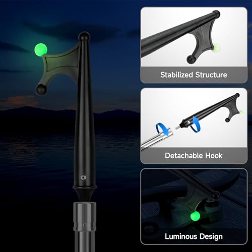 SANLIKE Boat Hooks for Docking 12FT Extension Pole Hook, 9-Sections Adjustable Boat Pole Marine Dock Stick Pontoon Boat Hook Pole