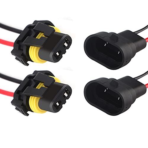 GLL 9005 9006 H10 Female & Male Adapter Wiring Harness Sockets Wire for Headlights Fog Lights 2Set