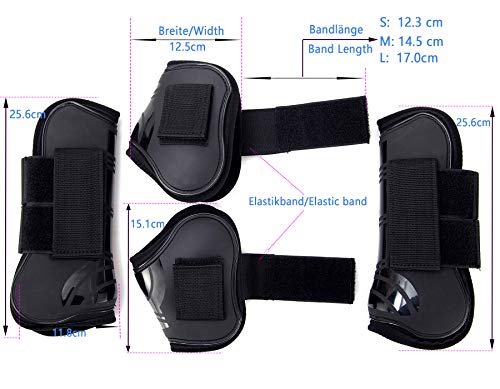 Merauno® Horse Gaiters Set of 4 Gaiters for Front Rear Hard Shell and Touch Fasteners Fastening for Men and Women PU Robust Elastic Tendon Boots Classic (L(WB) - Image 3