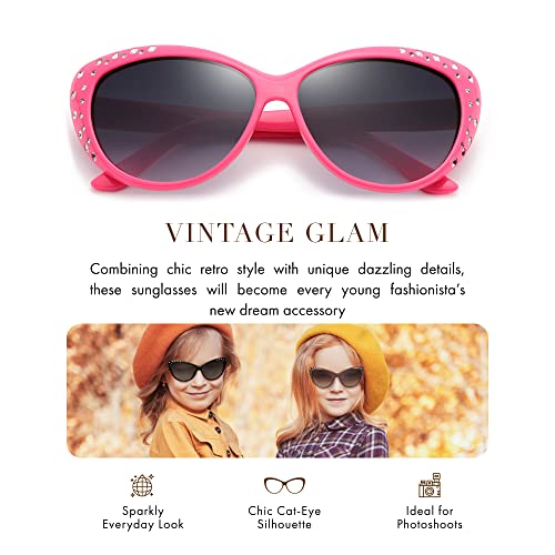 Image of Giselle Kids AGE 6-14 Rhinestone Cat Eye Sunglasses