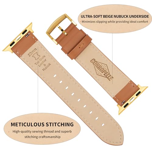 Leather Watch Bands Compatible with Apple Watch 49mm 46mm 45mm 44mm 42mm 41mm 40mm 38mm, Top Grain Leather Replacement Straps for iWatch Series 11 10 9 8 7 6 5 4 3 2 1 SE3/2/1 Ultra3/2/1 - Image 4