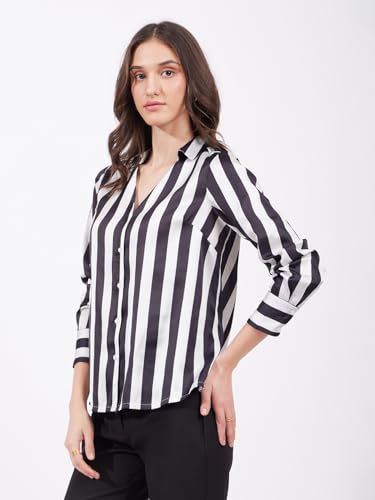 Image of FableStreet Women Shirts | Comfort Fit Spread Collar | Premium Satin Fabric for Formal, Business Casual