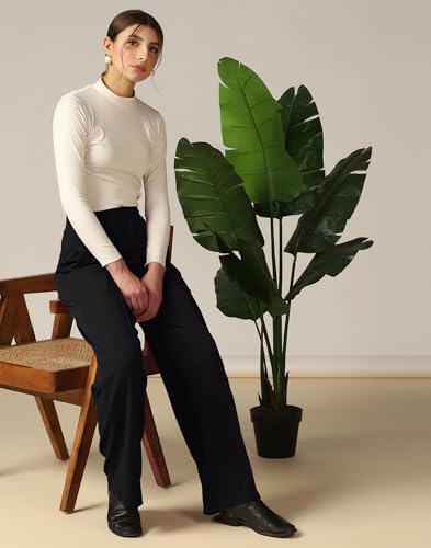 Image of SIRIL Women's Polyester Solid Regular Fit Trouser Pant for Office, College & Events Formal Casual Daily Use