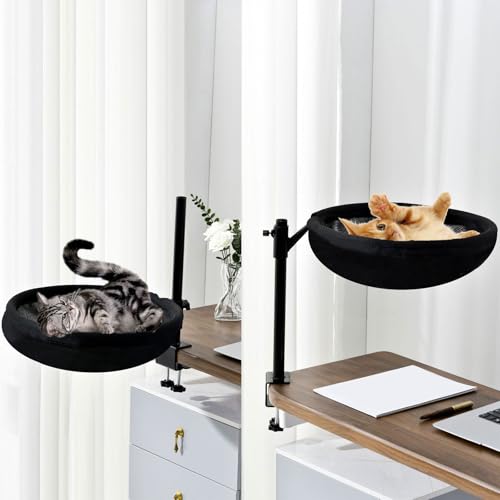 Lit de bureau pour chat fixé aux rebords de table et compact - 7