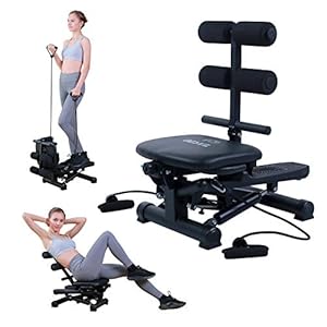 BESVIL Stepper ABS Workout Equipment AB Machine Total Body Workout Fitness Exercise Machine Stepping Exercise Machine for Home Gym Workout,Black