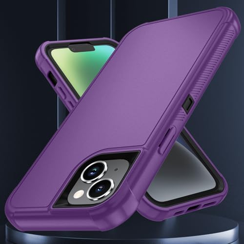 Image of SunStory Compatible with iPhone 14 Plus Case with HD Screen Protector, 3-Layer Heavy Duty Full-Body Cover,3 in 1 Hybrid Protective Case for iPhone 14 Plus 6.7 inch,Purple