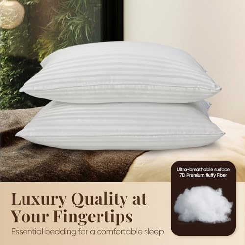 Qnoon Hotel Collection Bed Pillows for Sleeping, Bed Pillows Queen Size Set Of 2,Gusseted Pillow for Back, Stomach or Side Sleepers image 3