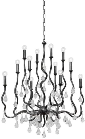 Corbett Lighting Aveline - 12 Light Chandelier-38 Inches Tall and 33.25 Inches Wide-Blackened Silver Leaf Finish -Traditional Installa