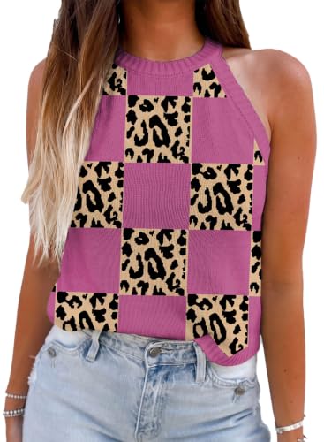 Image of MARZXIN Womens Aztec Western Tank Tops Chic Outfits Sleeveless Knit Sweater