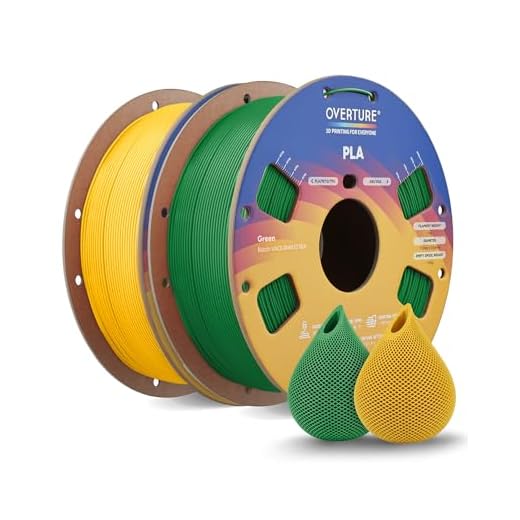 OVERTURE 2KG Bundle High Speed PLA Filament 1.75mm, Neatly Wound 3D Printer Filament 2 Pack 1kg Spool (2.2lbs) Rapid PLA, Fit Most FDM 3D Printers (Green+Yellow)