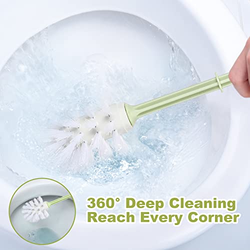 Gerrii 6 Pack Toilet Bowl Brush Bathroom Cleaning Bowl Brush And Caddy Set Comfort Wand Grip Handle Toilet Bowl Brush And Holder Sturdy Bristle Toilet Scrubber, Floor Standing Or Wall Mounted, 3 Color #TOP3