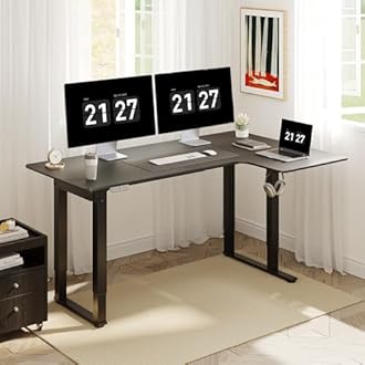 FLEXISPOT L Shape 4 Legs Electric Standing Desk 160 * 110cm Dual Motors Height Adjustable Sit Stand Home Office Workstation with Memory Smart Panel, Splice Board, Black