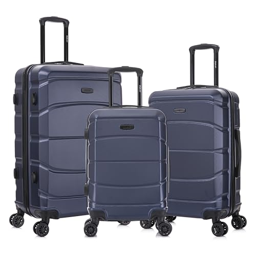 Image of DUKAP SENSE 3-Piece Hardside Spinner Luggage Set Durable Zipper Blue