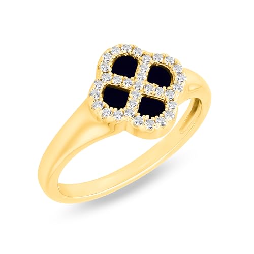 Bague trèfle argent Tuscany Silver femme plaqué or jaune pierres précieuses CZ