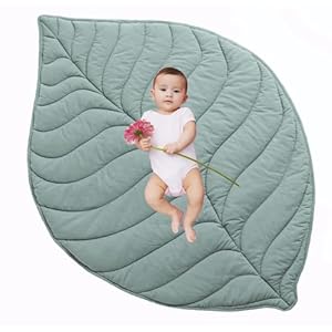 Baby Play Mat, 56″X 42″Inch Large & Thick Reversible Folding Floor Cotton Mat, Leaf Shapes Floor Playpen Mat for Girls and Boys, Baby Soft Crawling Playmat. BPA-Free, Non-Toxic.