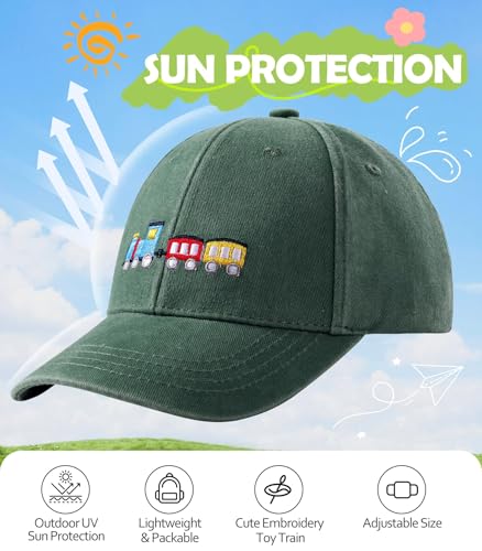 Toddler Baseball Hat Baby Boy Kartoon Embroidery Train/Puppy Cotton Kids Baseball Cap Washed Sun Hats for Boys Girls 3-8Y2