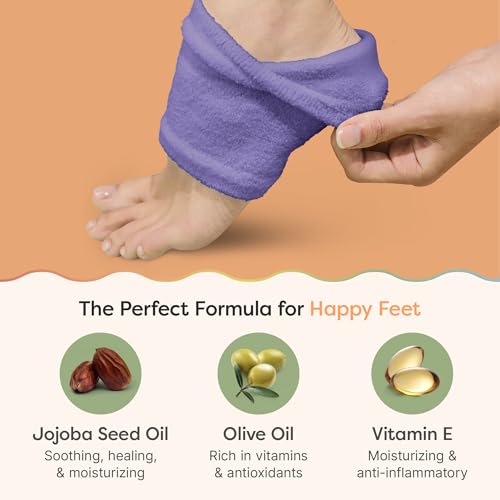 ZenToes Moisturizing Socks for Cracked Heel Treatment, Vitamin E, Olive Oil and Jojoba Oil Infused Heel Socks, Spa , (Fuzzy Lilac Purple, Regular)