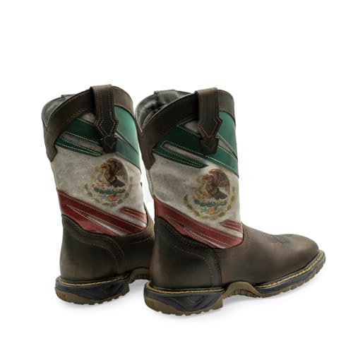 CEBU Men's MEX Steel Toe Work Boots - Leather, Lightweight, Slip Resistant, Mexican Flag4