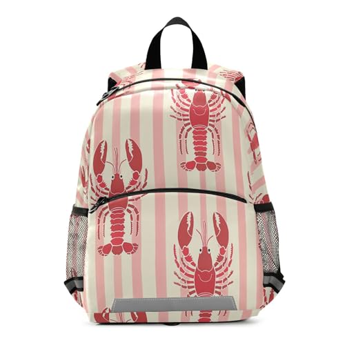 Red and Peach Lobster little kids backpacks chest strap book bags for childrens mochilas escolares para ni?as
