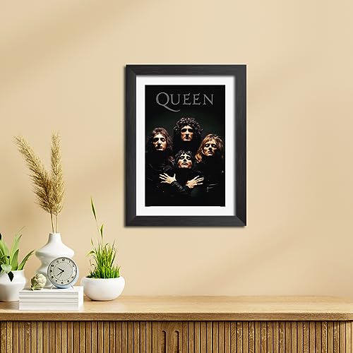 Image of inspire TA Queen Rock band Framed Poster Vintage Music Band Painting Wall Frames, Laminated Poster With Black Frames (12 X 9 INCH) (Queen Poster)