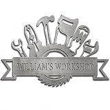 Personalized Metal Workshop Sign, Garage Entrance Decor, Custom Man Cave Decor, Customized Garage Sign, Metal Tools Art, Steel Garage Name Wall Art, Shop Signs, Gift for Worker Dad