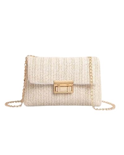 Fokroin Strandtasche Damen, Häkeltasche Stroh Clutch, Damen Stroh...
