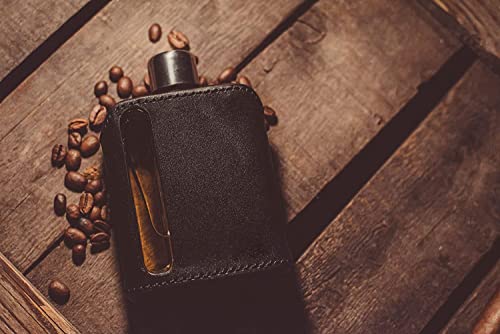 Ragproper Modern Glass Hip Flask - Durable Liquor Flask For Men & Women - Whiskey Flask For Men - Glass Flask For Liquor - Leather Flask For Wine (Single Shot 100Ml, Black) #TOP4